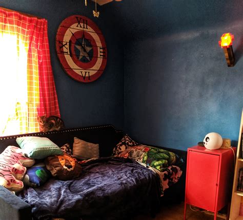 Default sorting sort by popularity sort by average rating avengers bedroom full colour cut vinyl wall art sticker easy to transfer decal. Avenger's themed bedroom makeover - The Domestic Geek Blog