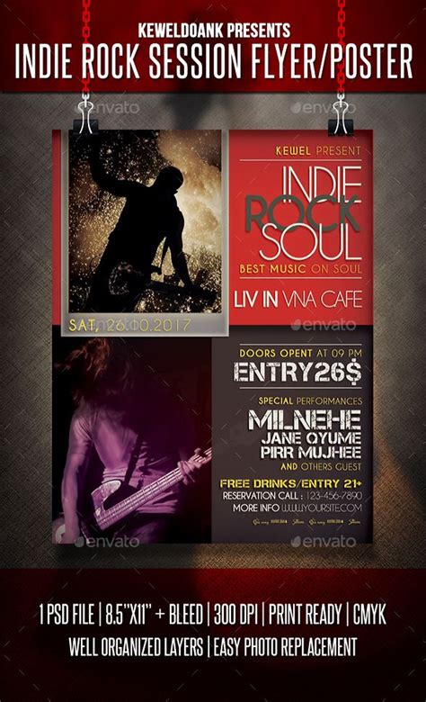 Indie Rock Session Flyer Poster Indie Rock Indie