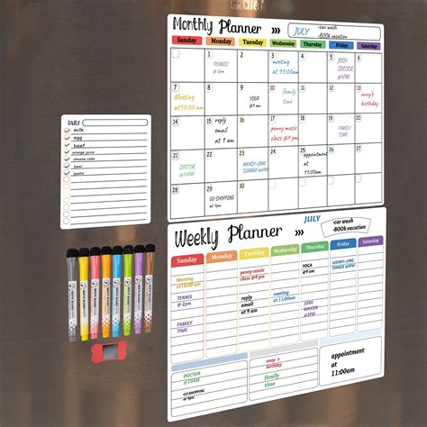 Buy Magnetic Whiteboard Weekly Calendar Planner Board Set Including