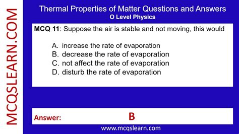 Thermal Properties Of Matter Quiz Questions And Answers Pdf O Level