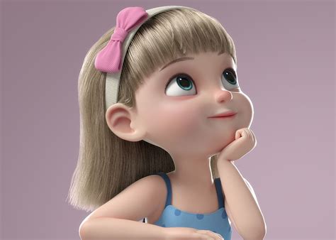 Cute Girl Cartoon Characters 3d