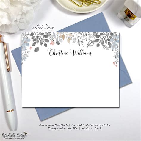 Personalized Flower Note Card Set With Envelopes T For Etsy