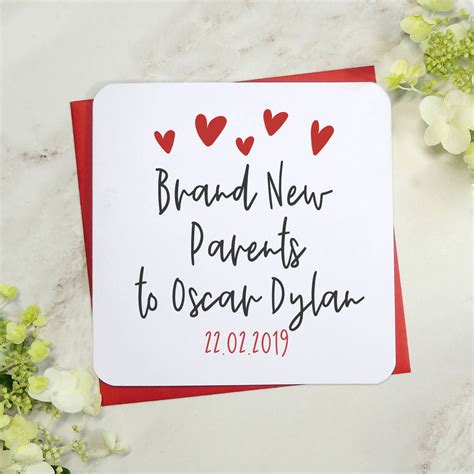 Brand New Parents Personalised Heart Card By Parsy Card Co