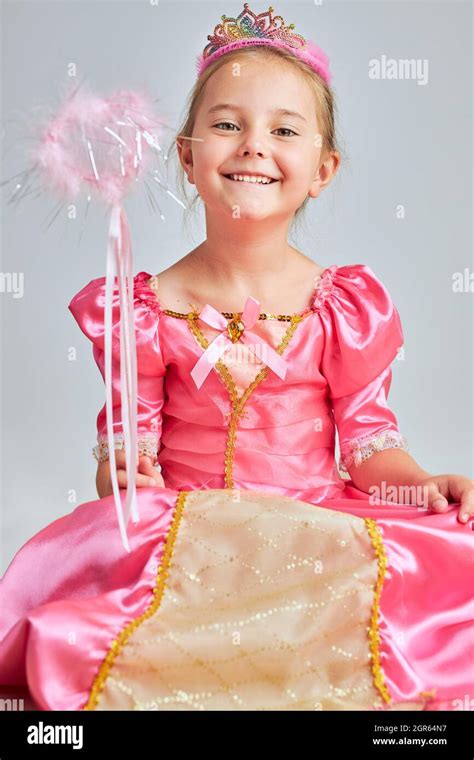 Little Girl Enjoying Her Role Of Princess Adorable Cute 5 6 Years Old
