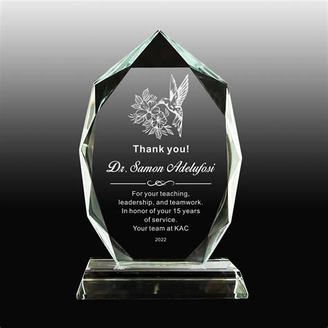 Personalized Crystal Employee Retirement Appreciation T Plaque