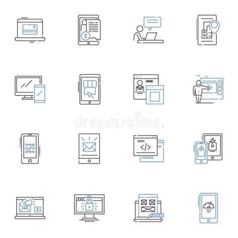 Web Sales Line Icons Collection E Commerce Cyber Online Digital