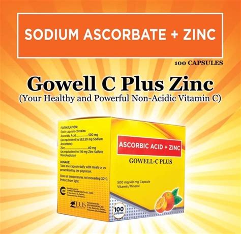 Gowell C Plus Ascorbic Acid Plus Zincascorbic Acid Vitamin C Non