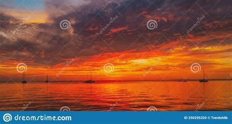 Sea Beach With Sunset Sky Abstract Background Copy Space Of Summer