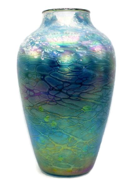 15 Inch Artist Signed Iridescent Art Glass Vase 1999 That Was Then Antiques Jewelry And