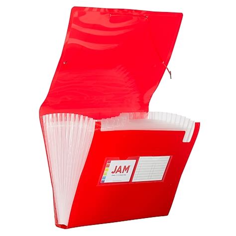 Jam Paper® 13 Pocket Plastic Expanding File Accordion Folders Letter