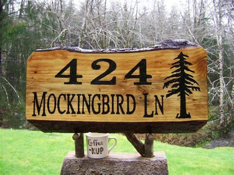 Address Sign Mockingbird Lane Natural Edge Hemlock Hand Etsy