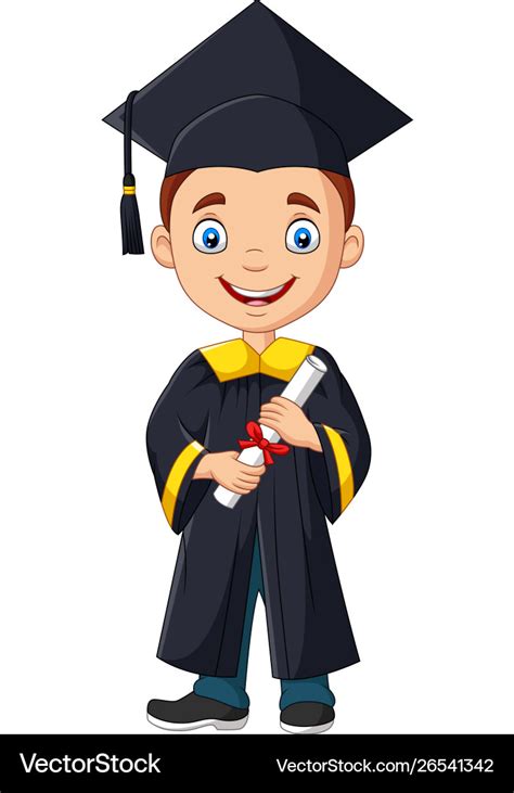 Cartoon Happy Kid In Graduation Costume Royalty Free Vector 6b3