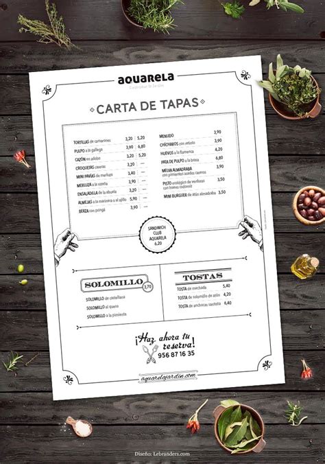 Carta De Tapas Para Aquarela Designed By LeBranders Bar De Tapas