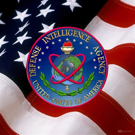 U S Defense Intelligence Agency D I A Emblem Over Flag Digital Art
