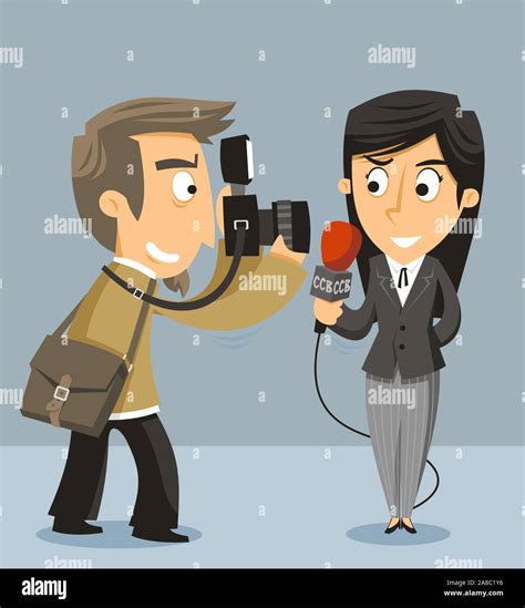 Journalist News Reporter With Camera Vector Illustration Cartoon Stock