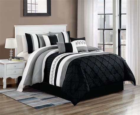11 Piece Erla Blackgray Bed In A Bag Set Luxury Comforter Sets Grey