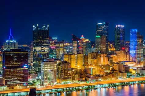 View Of The Pittsburgh Skyline At Night From Mount Washington