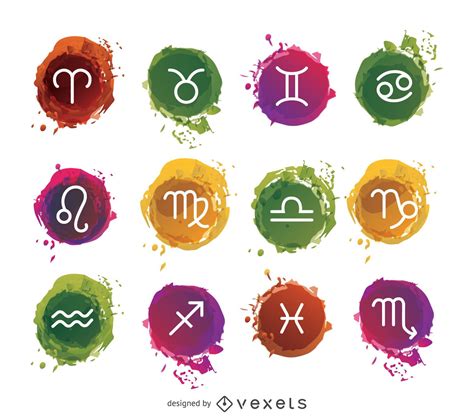 Baixar Vetor De Conjunto De Signos Do Zodíaco Em Aquarela