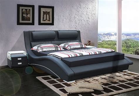 Black Leatherette Modern Stylish Bed Wpadded Headboard