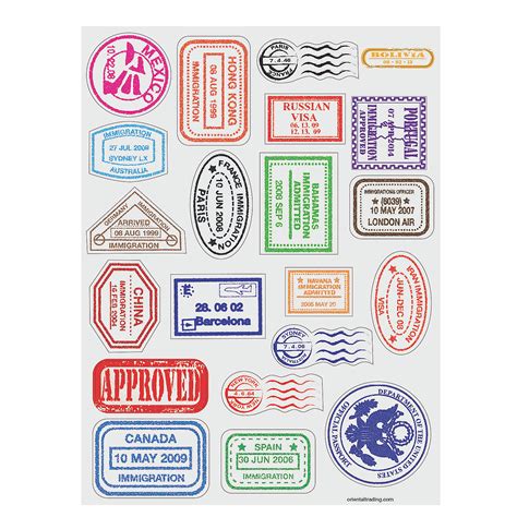 Passport Stamp Sticker Sheets Oriental Trading