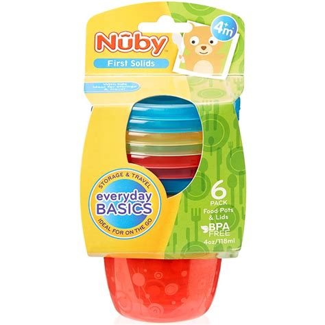 Nuby Food Pots With Lids 6 Pack Baby Feeding Bandm