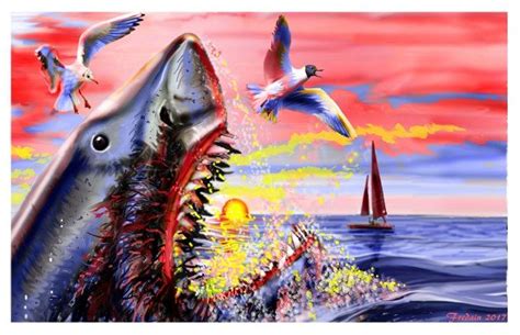 Amity Summer Jaws Artwork By Federico Alain Shark Week Shark Jaws Movie