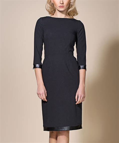 Look At This Black And Faux Leather Trim Sheath Dress On Zulily Today
