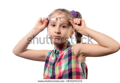Little Cute Girl Glasses Posing On Stock Photo 1810241533 Shutterstock