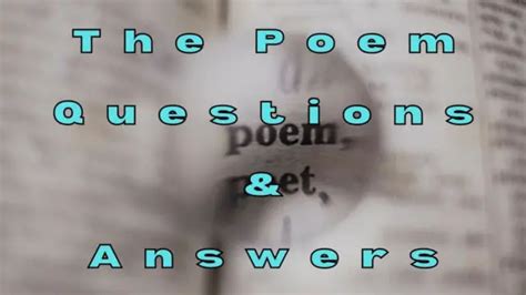 The Poem Questions And Answers Wittychimp