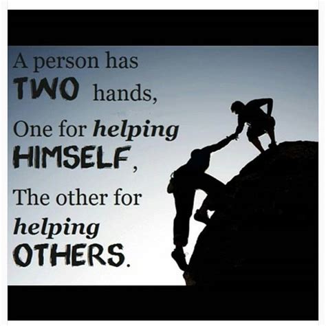 The Person Has Two Hands One For Helping Himself The Other For