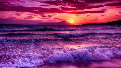 Purple Sunset Waterscape Wallpaper Backiee