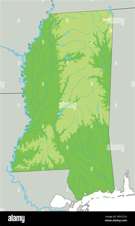 Physical Map Of Mississippi Stock Vector Images Alamy