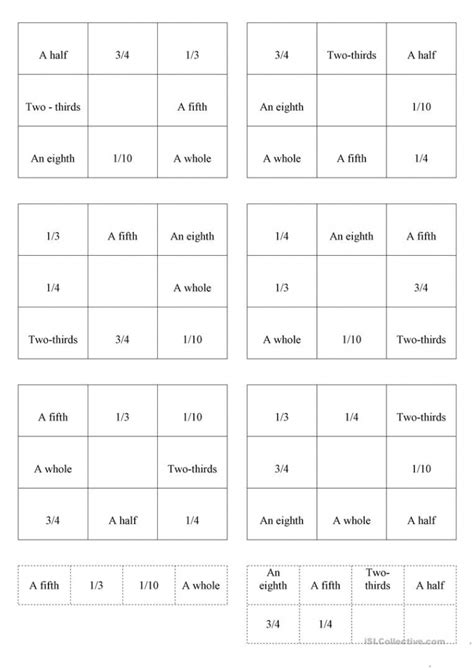 Fraction Bingo Printable Printable Templates