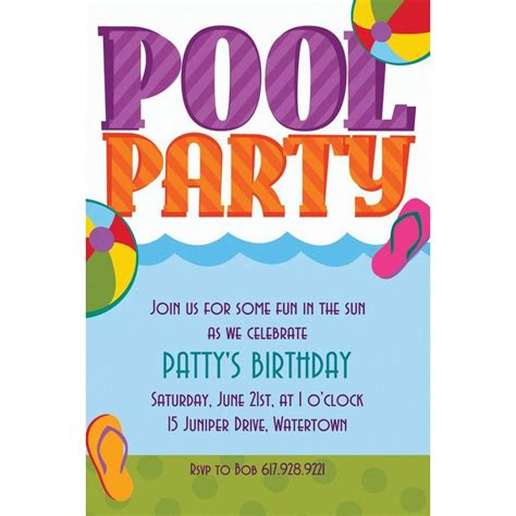 Custom Pool Party Invitations Party City