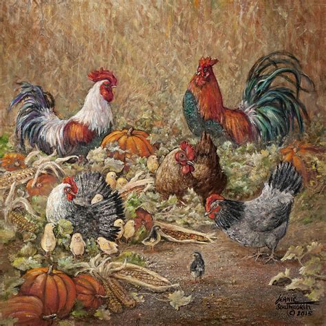 Roosters And Chickens Painting By Jeanie Southworth Fine Art America