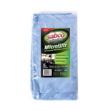Sabco Professional All Purpose Microfibre Cloths 300gsm Blue Pack 5 Winc