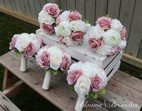 Dusty Rose And Ivory Wedding Bouquet Wedding Flowers Bridesmaid