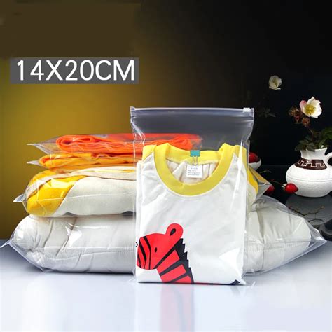 200pcslots 14cm20cm120micron Clothes Zip Lock Plastic Bag Clear