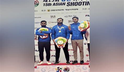 Asian Shooting Championship Anant Gurjoat Angad Clinch Gold In Mens Team Skeet Telangana Today