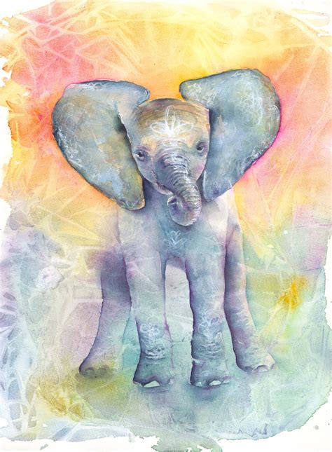 Baby Elephant Art Print Elephant Art Elephant Watercolor