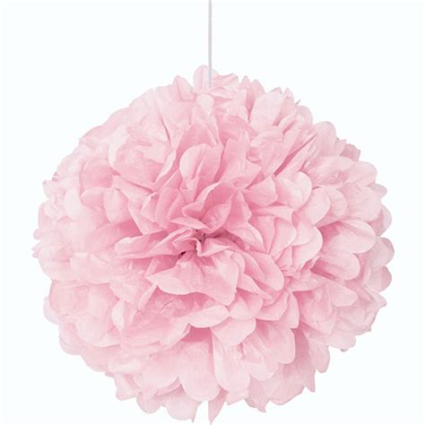 Light Pink Honeycomb Hanging Decoration Puff Ball 40cm Partyrama
