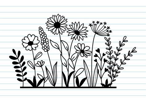 Flower Svg Wildflower Border Svg Wildflower Svg Flowers And