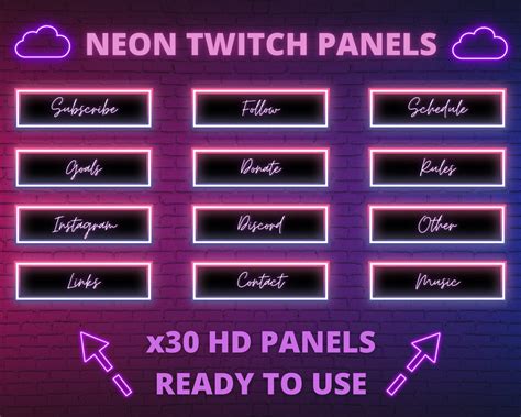 30x Pink Purple Neon Twitch Panels Neon Glowing Twitchtv Twitch