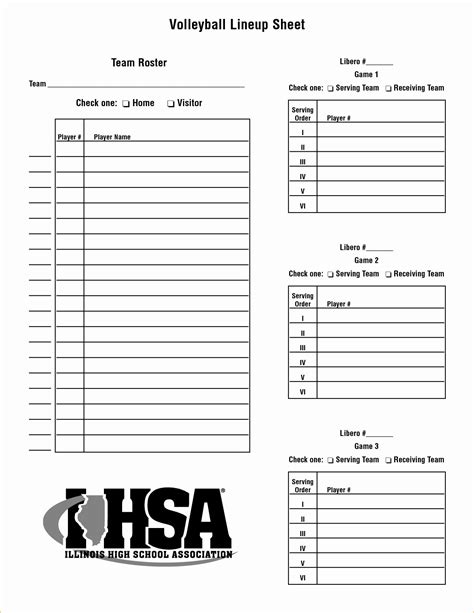 √ 20 Volleyball Lineup Sheet Printable Dannybarrantes Template