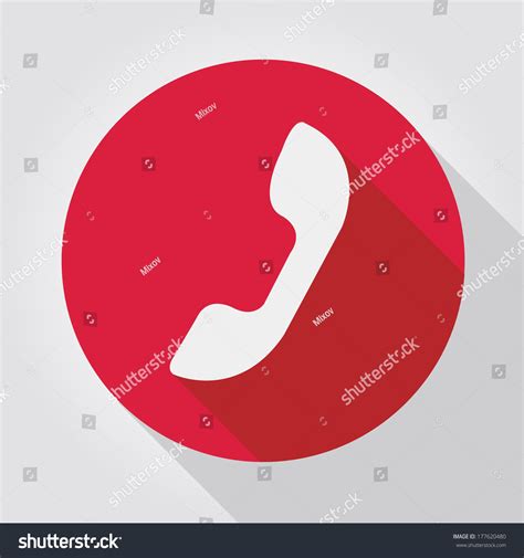 Phone Icon Red Flat Design Stock Vector Royalty Free 177620480