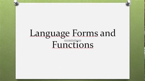 Language Forms And Functions Youtube