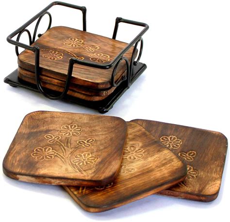 Tea Coffee Wooden Coasters Coaster Set Wood Coasters Set With Etsy