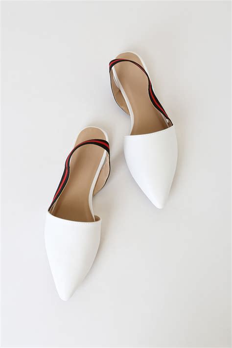 Cute White Flats Pointed Toe Flats Slingback Flats Lulus