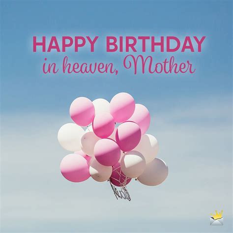 Birthday Wish For Mother In Heaven On Image With Pink And White Balloons Happy Birthday In