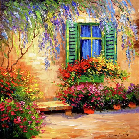 Blooming Summer Patio Painting By Olha Darchuk Pixels